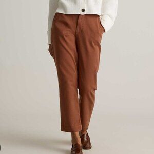 Quince Women's 14 Rust Organic Stretch Cotton Twill Straight Leg Cropped Pants